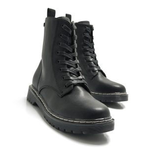Botín Básico Estilo Militar Mustang 50192 Negro