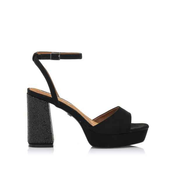 Sandalia tacón ancho pedrería color negro y plataforma Mariamare 68341