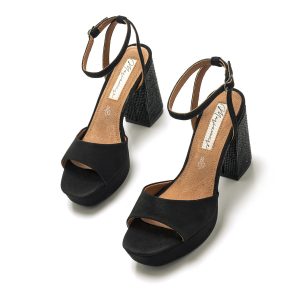 Sandalia Tacón Ancho Pedrería Maria Mare 68341 Negro